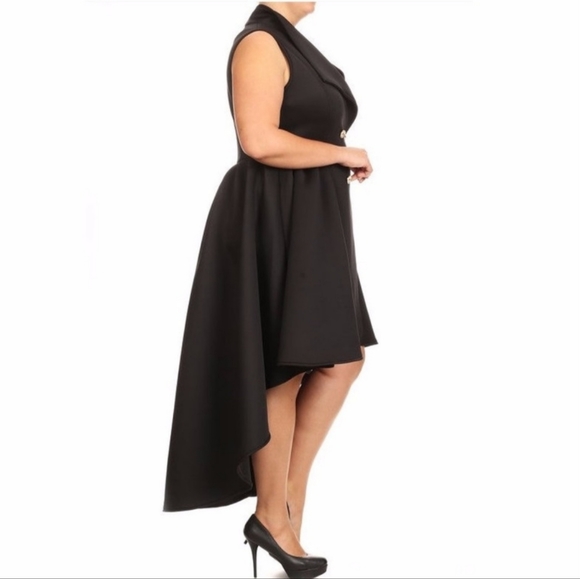 Plus Size Black Hi Low Fit Flare Maxi Dress - Picture 3 of 4